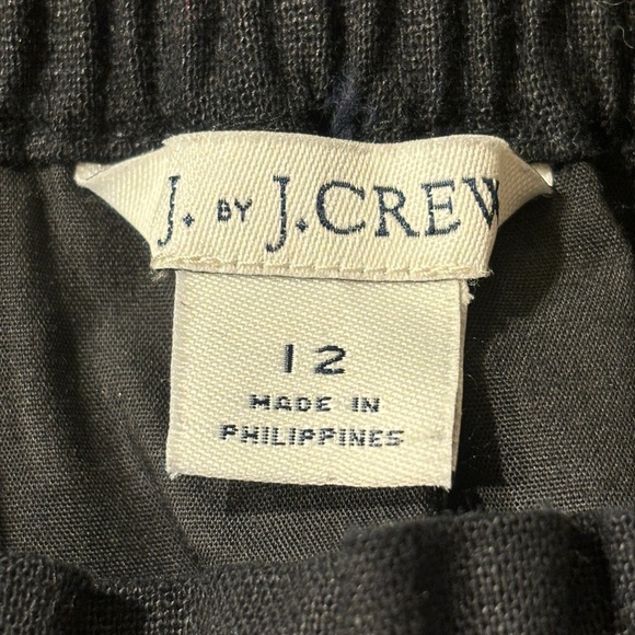 J by J. Crew Scallop hemline linen blend skirt Solid Black Color Sz 12 - Picture 3 of 9